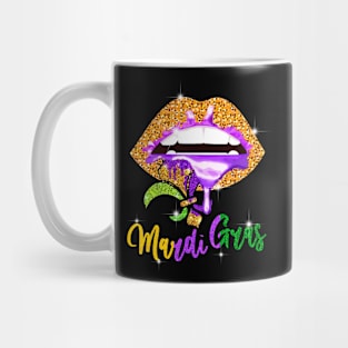 Mardi Gras Lip Biting Diamong Shining Costume, Mardi Gras 2024 Mug